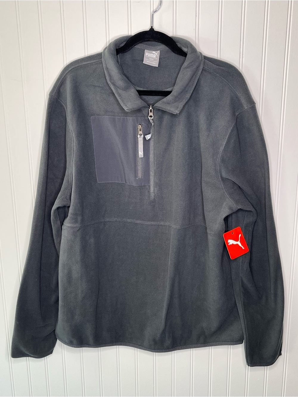 Puma Men’s Dark Gray Quarter-Zip Fleece Pullover Quarter Zip Sweatshirt Medium